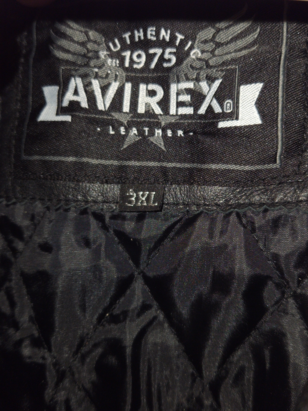 Avirex Black Leather Bomber Jacket with Embroidered Skull Back - Picture 7 of 8